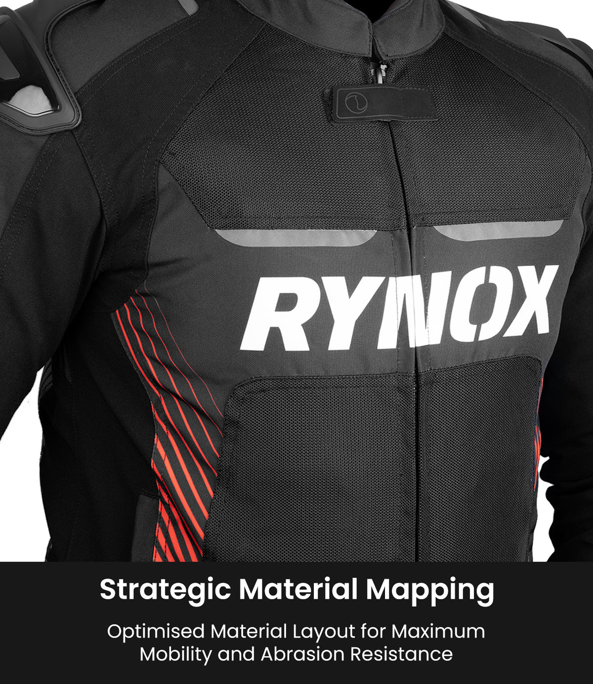 Rynox Apex Evo Riding Jacket in Black Red | CE Certified Class AA Rated Supersport Jacket with RHEON Level 2 Armor, Best Riding Jacket in India, Best Riding Jacket in India under 15000, Bike Jacket for sport riding, road trips and long touring, Sports jacket for indian sports bikes designed for indian roads