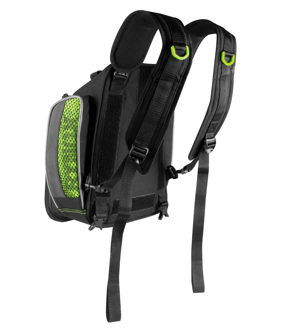 Rynox Navigator Tank Bag 15L Black Hi Viz Green - Durable, Expandable & Stormproof Adventure Motorcycle Luggage Bag, Best Bike Luggage Bag for Riders, Best ank bag for bikes in India for Long touring, Road trips, adventure rides
