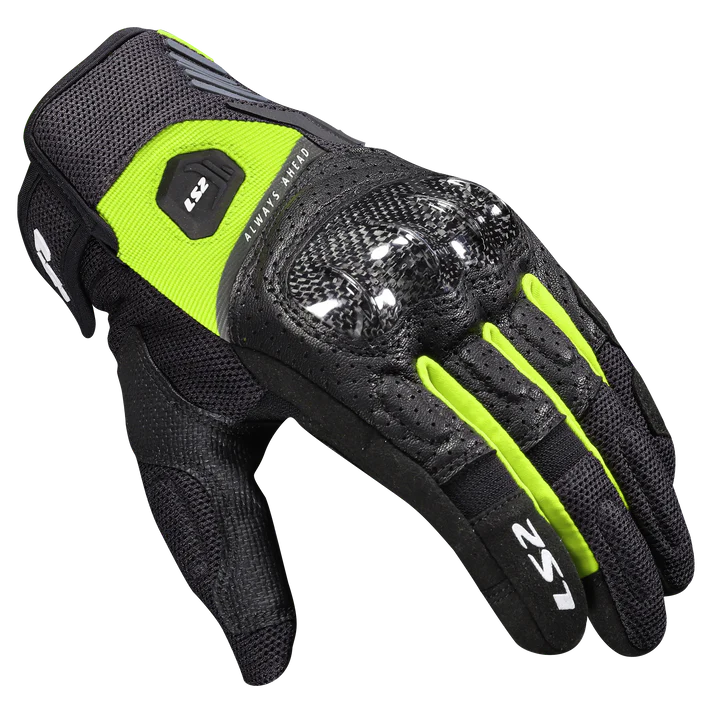 LS2 Riding Gloves Atom Black Hi Viz Yellow