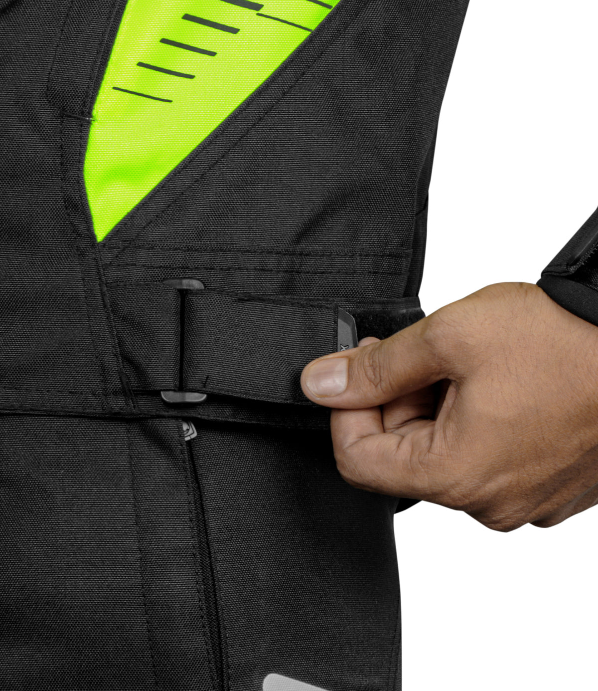 RYNOX Tornado Pro 4 Riding Jacket - CE Level 2 Certified Class A Black Hi Viz Green Touring Jacket for Bikes in India, Best Riding Jacket for indian motorcycle for road trips. Best Rynx Riding gear in India.