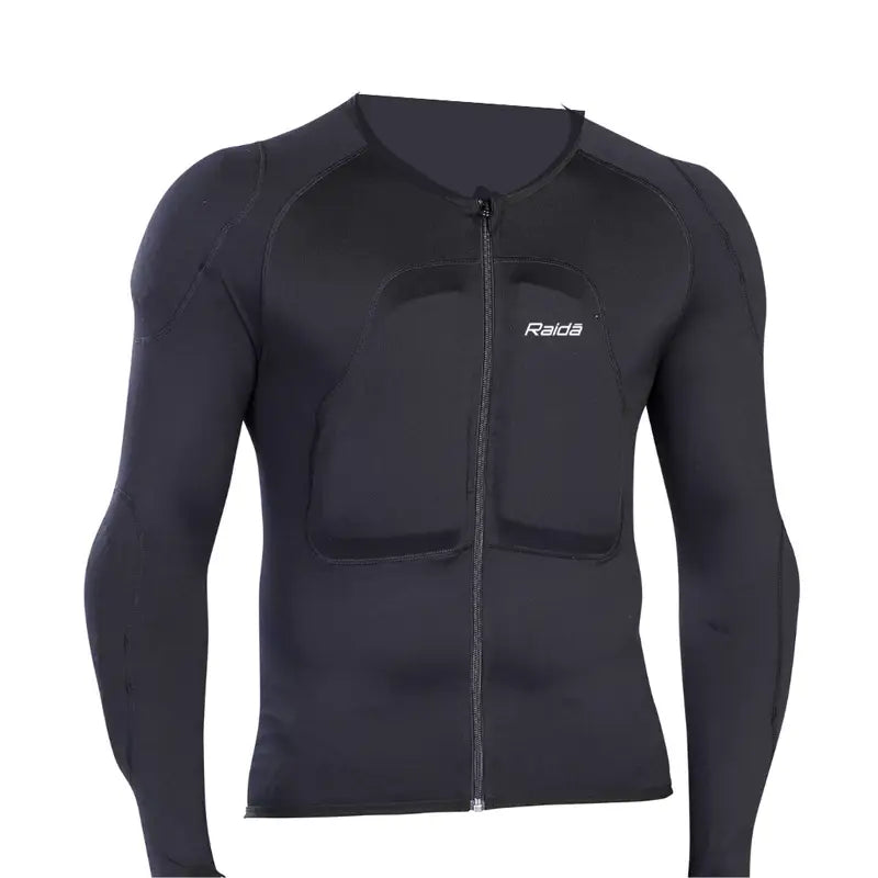 Raida Trailcraft Armored Base Layer in Black Color – Ce Level 2 Motorcycle Inner Armor Shirt Performance Layer With Easyflex Protection, Best base layer for bike riders, armoured base layer for riders in india,