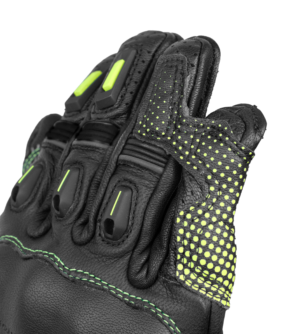 Rynox Advento Pro Riding Gloves in Black Green Color which is CE Certified Full Gauntlet Racing-Inspired Motorcycle Touring Gloves, Best Riding Gloves in India, Buy Motorcycle Bike Gloves in India for Ultimate Safety and perfect for Indian roads, Bike gloves for roadtrips and long touring.