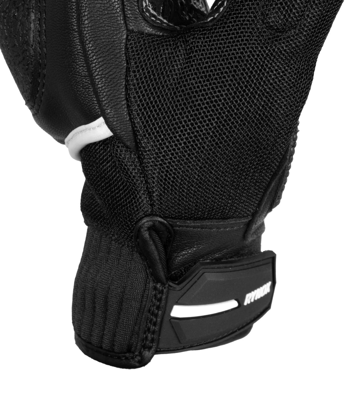 Rynox Tornado Pro 4 Riding Gloves - Black White Color, Best riding gloves in India are made of Leather, D3O Protection & Touchscreen Friendly. Best Bike Gloves for road trips, long touring and specially made for indian bikes