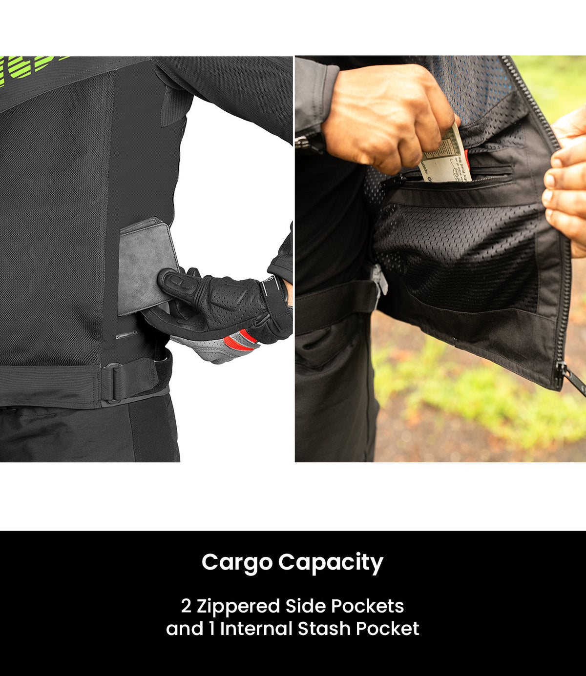 Rynox DELTA GT Sports Riding Jacket in Black Green Color | CE Level 2 Protection, Moto Sport Touring & Summer Mesh Ventilation, Best Riding Gear in India, Best Riding Jackets for Bike riders made for Indian Roads. Motorcycle Jackets for Long touring and road trips