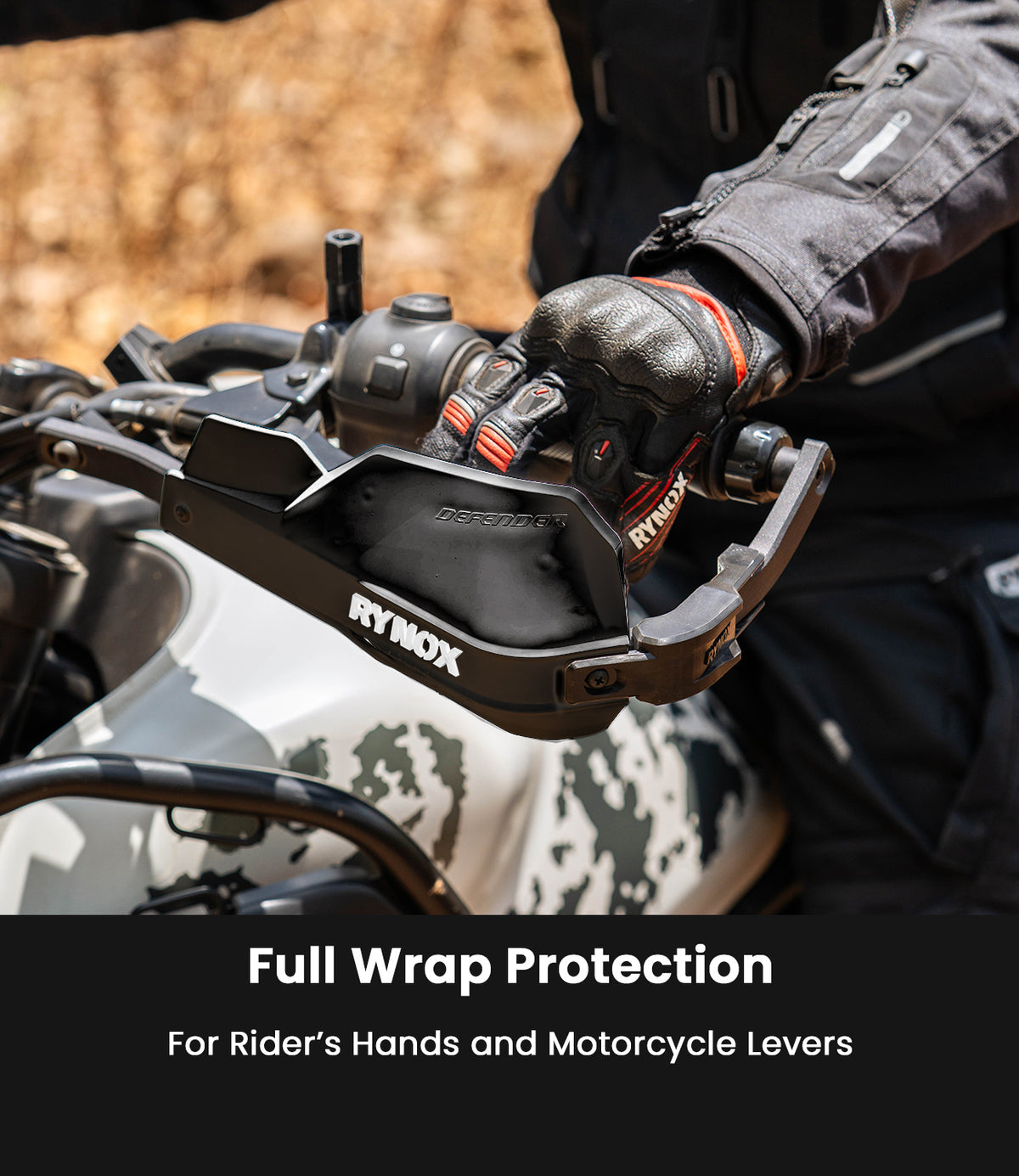 Rynox Defender Pro Handguard - Full Wrap Motorcycle Knuckle guard with Modular Sliders, Best hand guard for bikes in India, Best knuckle guards for Indian Bikes, Best Bike Accessories in India for hand protection made for urban riding, long touring and road trips