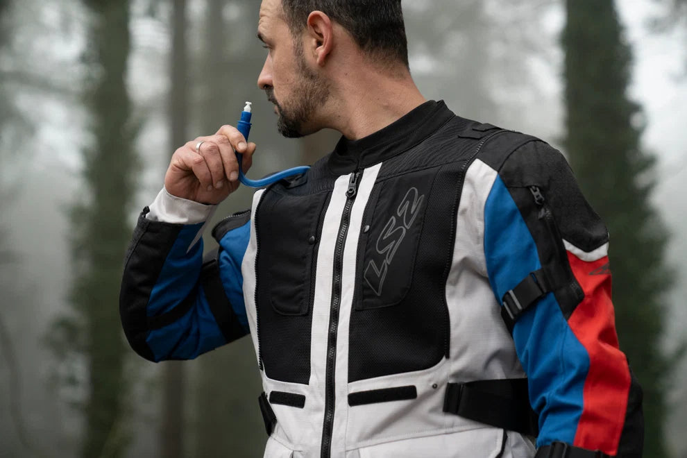 LS2 Breakout Riding Jacket | CE Class AA Certified - Grey Blue Red
