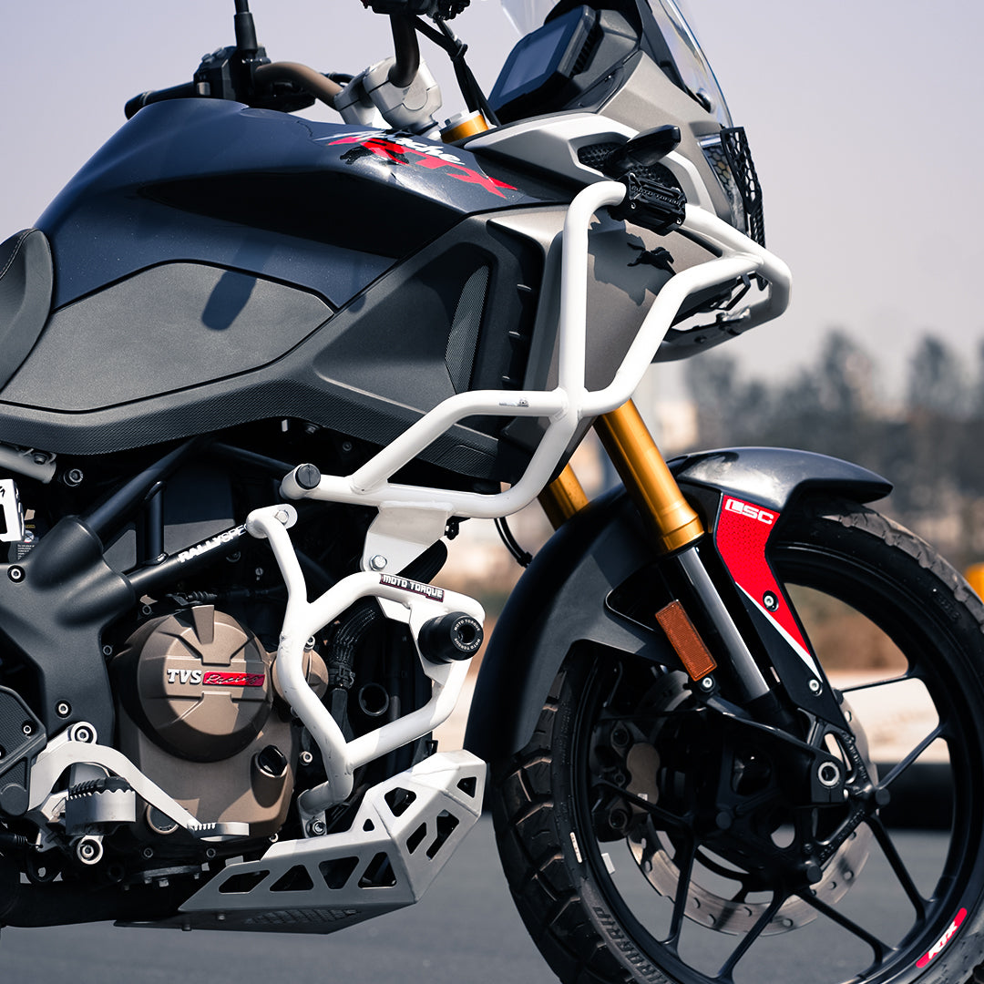Moto Torque Stallion Pro Crash Guard For TVS Apache RTX 300 - White