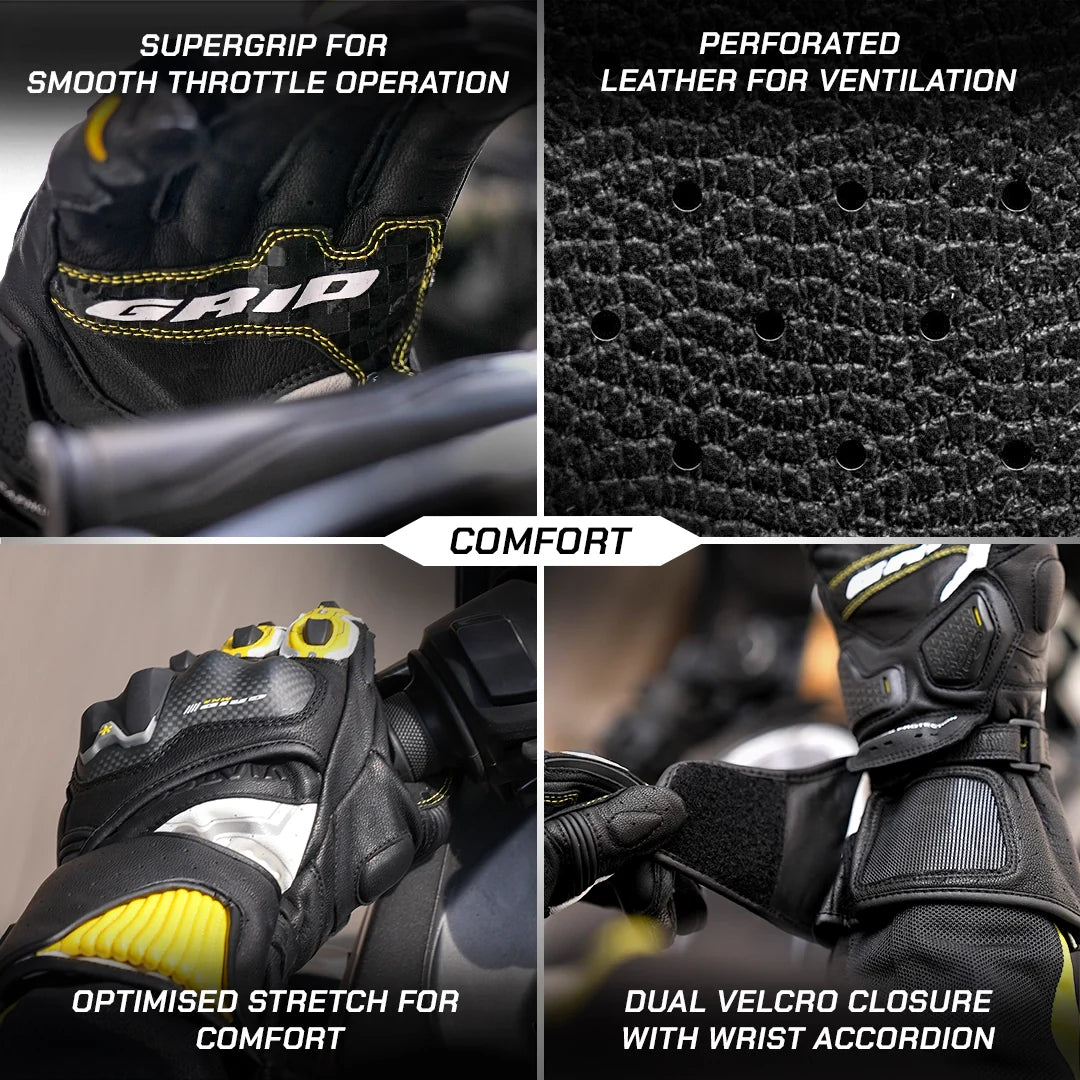 Viaterra Full Gauntlet Riding Gloves MK3 Grid