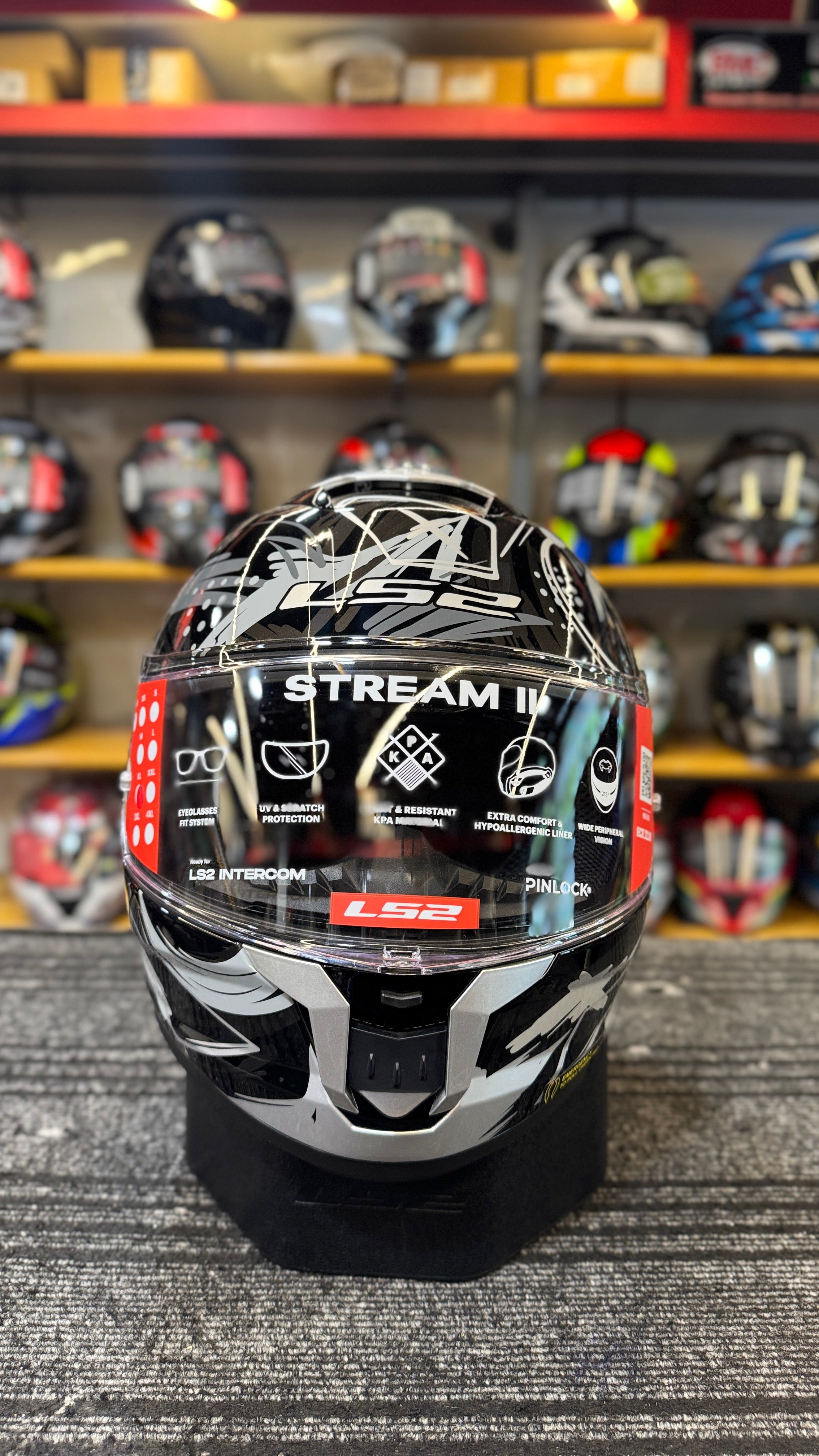 LS2 Full Face Helmet FF320 Stream II Scratches Black Red