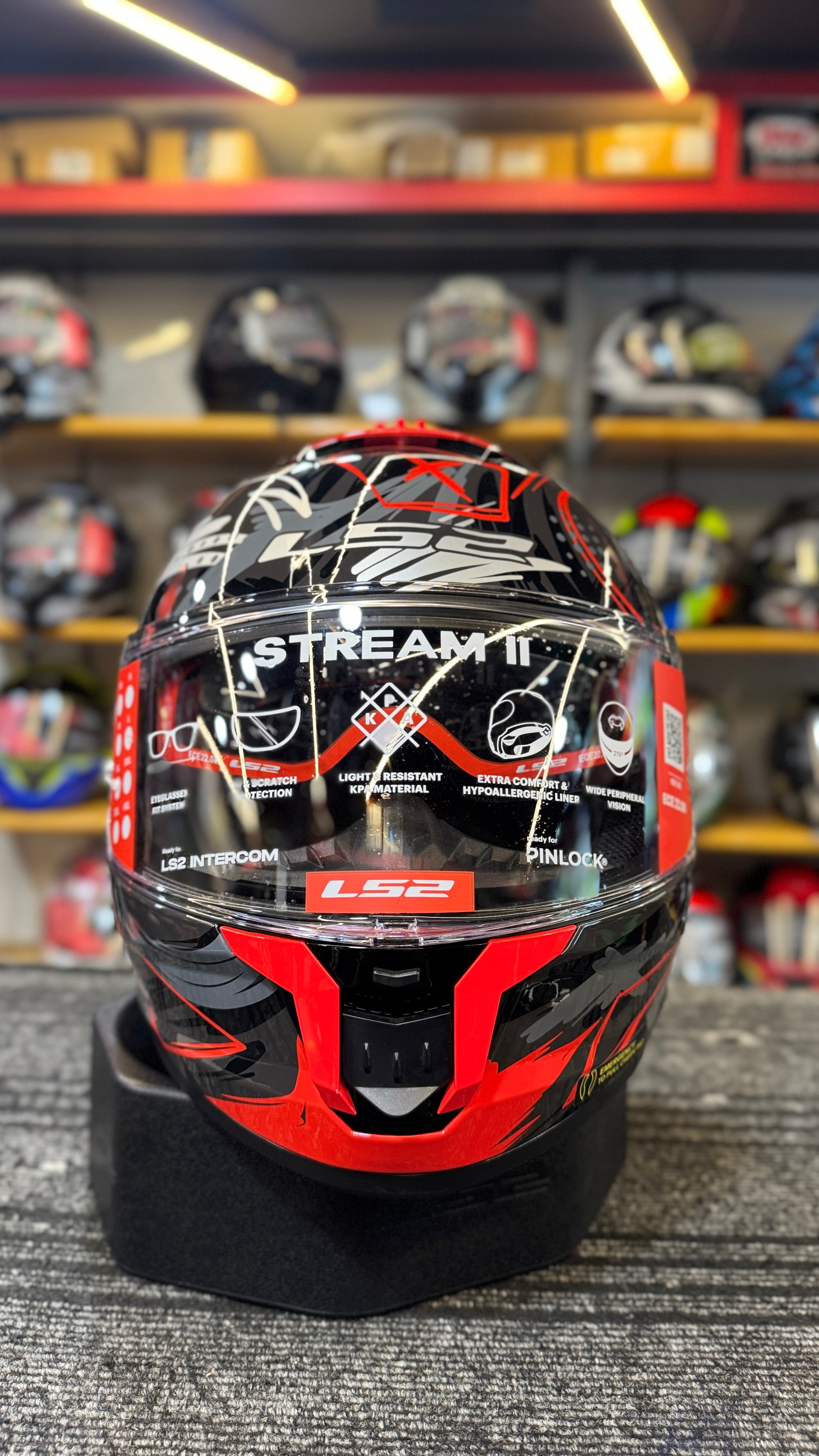 LS2 Full Face Helmet FF320 Stream II Scratches Black Red