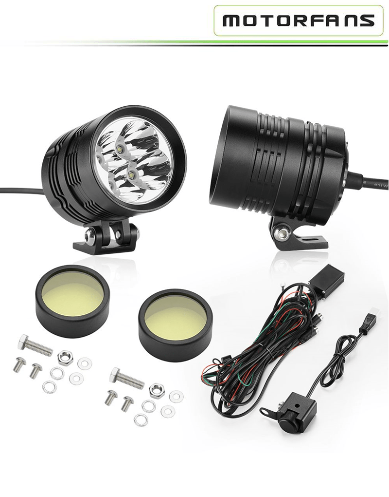 Motorfans L4X Max Spot Beam LED Lights | 8000 Lumens, 80W, IP68 Waterproof with Dimmer & Horn/High Beam Sync (Pair) Fog Lamps, Aux Lamps