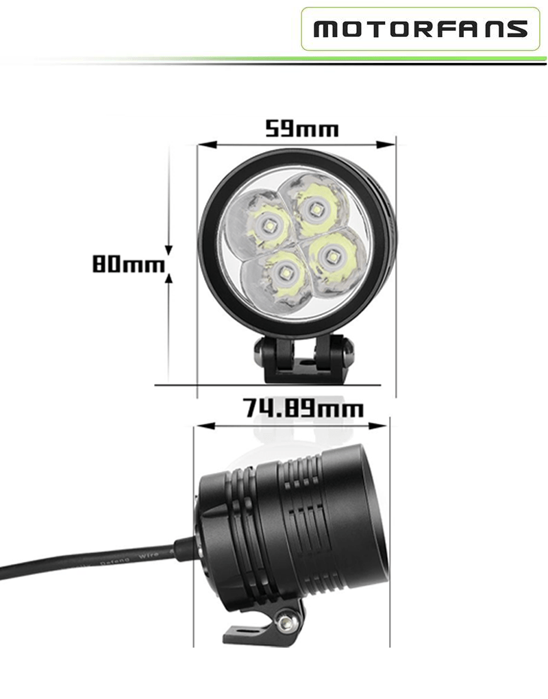 Motorfans L4X Max Spot Beam LED Lights | 8000 Lumens, 80W, IP68 Waterproof with Dimmer & Horn/High Beam Sync (Pair) Fog Lamps, Aux Lamps