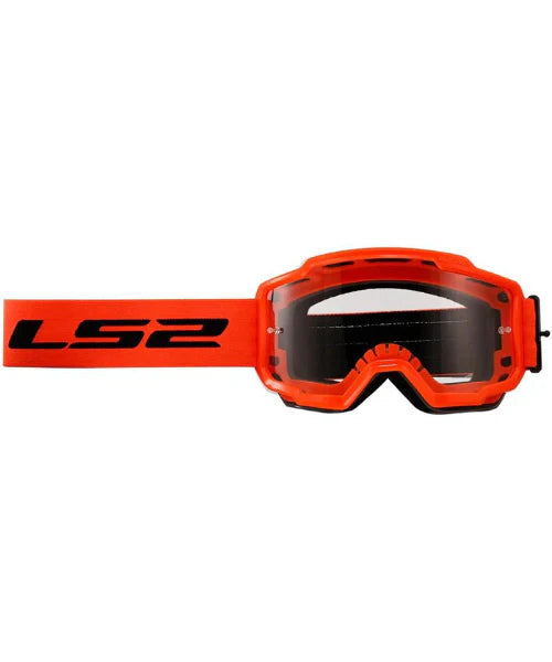 LS2 Charger Pro MX Goggles in Orange Color with Clear Visor – Anti-Fog, UV-Protected Lexan Lens, Best MX Goggles for Bike Helmets, Best Off Road MX Goggles in India