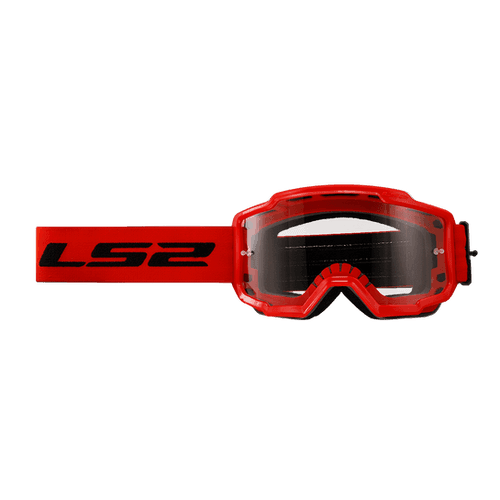 LS2 Charger Pro MX Goggles in Red Color with Clear Visor – Anti-Fog, UV-Protected Lexan Lens, Best MX Goggles for Bike Helmets, Best Off Road MX Goggles in India