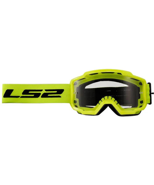 LS2 Charger Pro MX Goggles in Yellow Color with Clear Visor – Anti-Fog, UV-Protected Lexan Lens, Best MX Goggles for Bike Helmets, Best Off Road MX Goggles in India