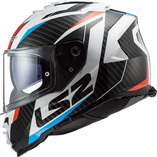 LS2 Storm 2 Racer Full Face Helmet, Best Affordable Race Helmet in India, Clear Visor Stylish Graphics Helmet safe for indian roads, Top LS2 Helmet in Black White Red Blue Color for Indian Motorcycle Bikes like Royal Enfield, KTM, Yezdi, Pulsar, Triumph,