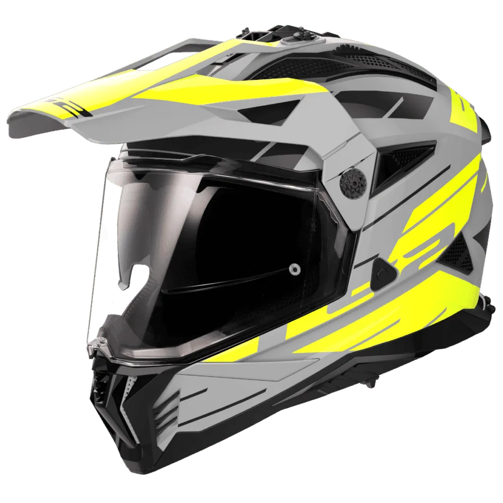 Ls2 Mx436 Pioneer 2 Namib Grey Hi Viz Yellow Dual Sports Helmet, Best Motorcycle Bike Helmet in India