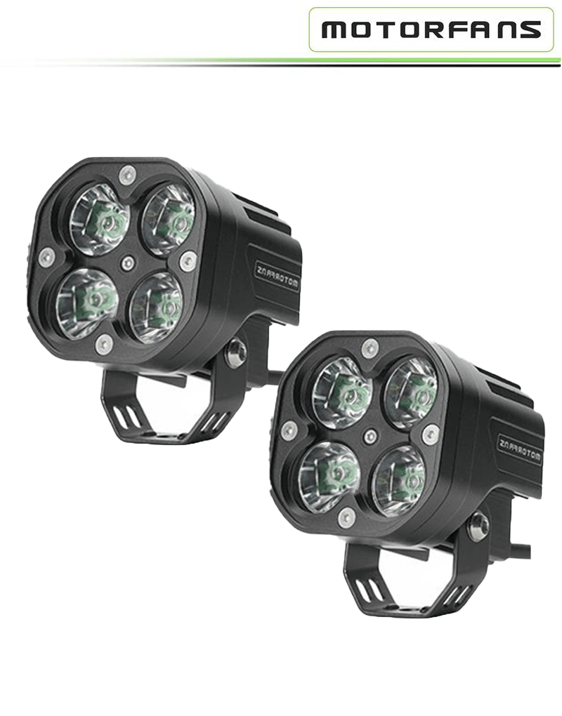 Motorfans L4G Pro Square LED Spot Beam Lights | 10,000 Lumens, 100W, IP68 Waterproof with Dimmer & High Beam Sync (Pair) Fog Lamp, Aux Lamp