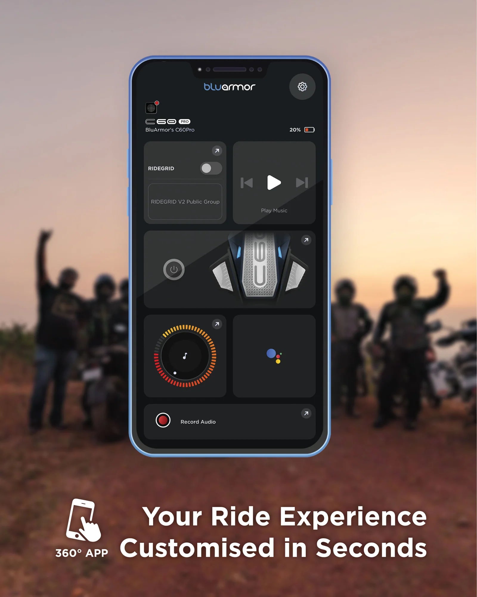 BluArmor C60 Motorcycle Bluetooth Helmet Intercom