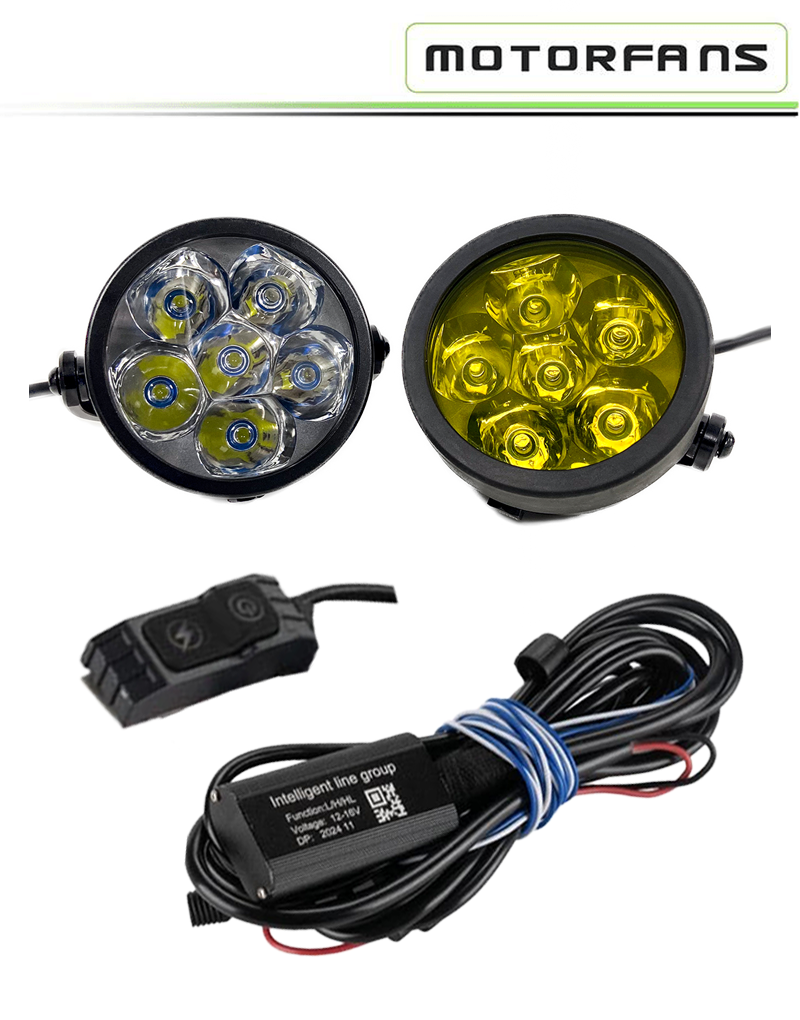 Motorfans L6R Ultra LED Lights | 10,000 Lumens, 100W | Combo + Spot Beam | IP68 Waterproof | Flash & High Beam Sync (Pair) Fog Lamp, Aux Lamps