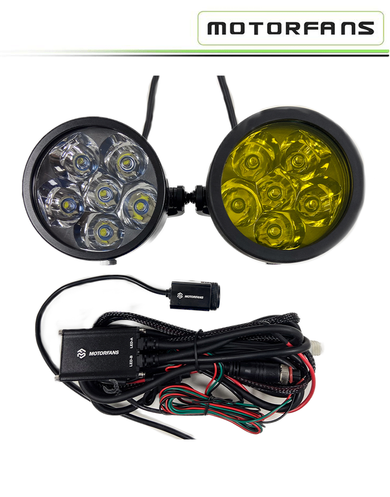 Motorfans L6R Pro LED Lights | 10,000 Lumens | 100W | Dimmer, Strobe, Horn/High Beam Sync | IP68 Waterproof (Pair) Fog Lamps, Aux Lamps