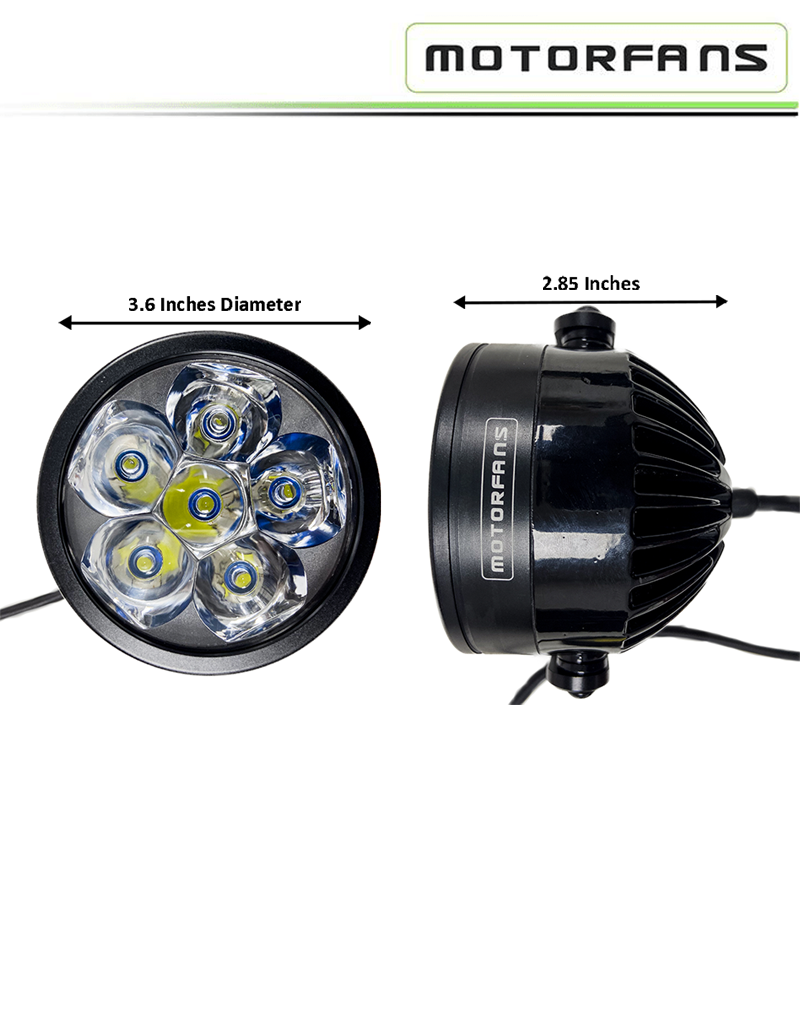 Motorfans L6R Pro LED Lights | 10,000 Lumens | 100W | Dimmer, Strobe, Horn/High Beam Sync | IP68 Waterproof (Pair) Fog Lamps, Aux Lamps