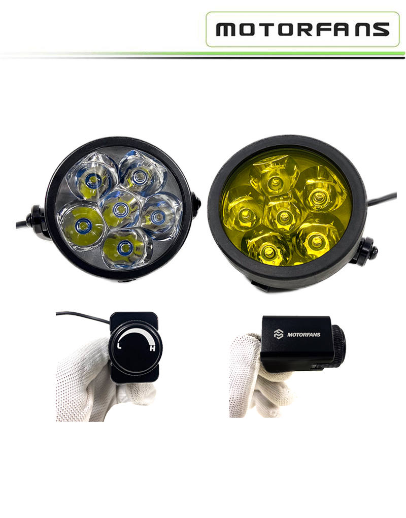 Motorfans L6R Pro LED Lights | 10,000 Lumens | 100W | Dimmer, Strobe, Horn/High Beam Sync | IP68 Waterproof (Pair) Fog Lamps, Aux Lamps