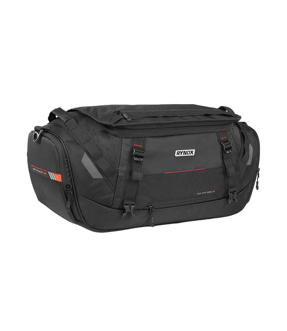 Rynox Optimus Tail Bag 50L in Black – Waterproof-Ready Motorcycle Touring Luggage with Rain Cover and Dry Bags, Best Tail Bag for Bike Touring, ADV Adventure Luggage India