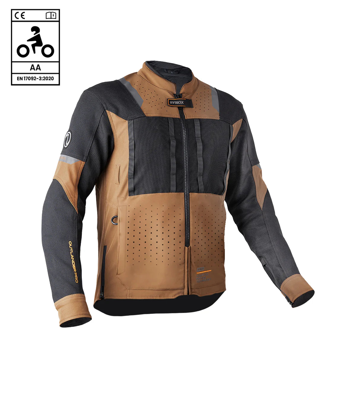 Rynox Riding Jacket Outlander Pro Brown - CE Certified Class AA
