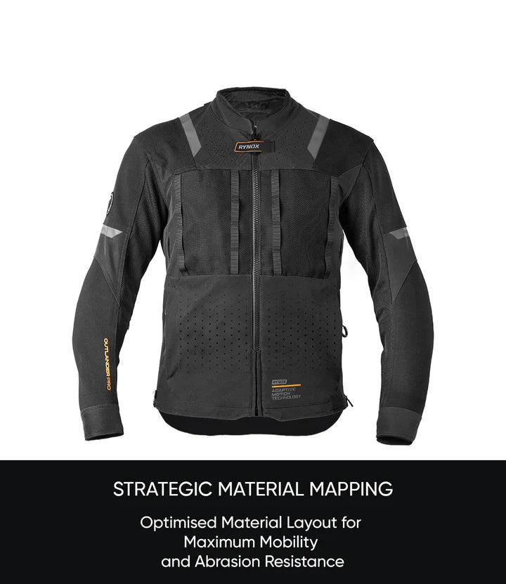 Rynox Riding Jacket Outlander Pro Black - CE Certified Class AA