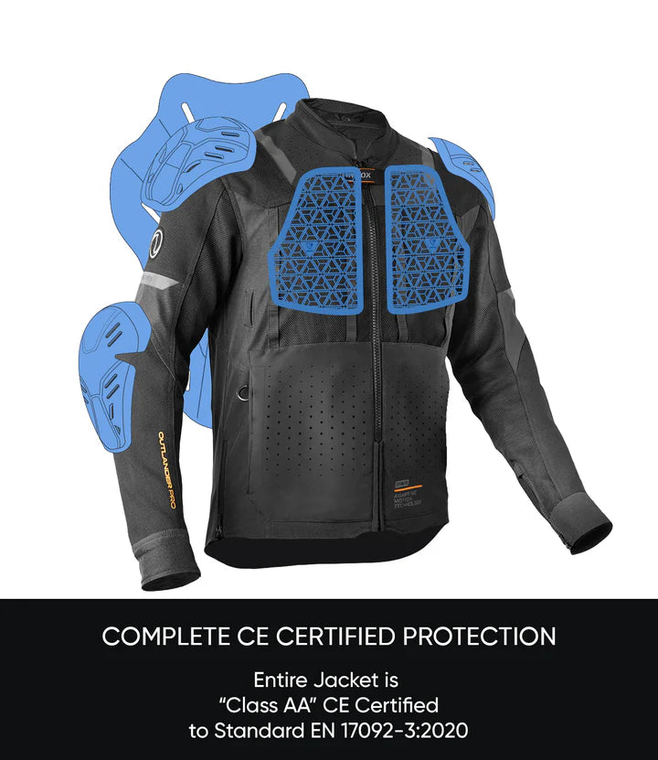 Rynox Riding Jacket Outlander Pro Black - CE Certified Class AA