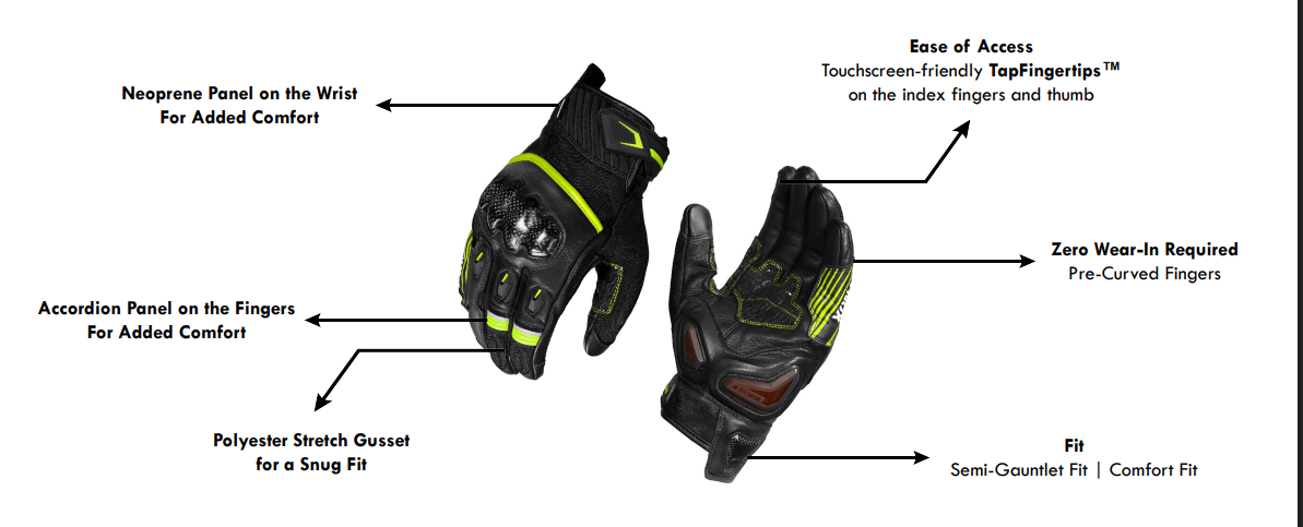 Rynox Tornado Pro 5 Riding Gloves | Leather, D3O Protection & Touchscreen Friendly