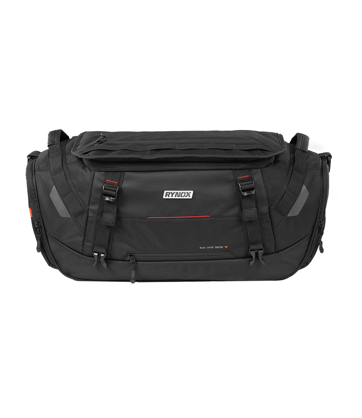 Rynox Optimus Tail Bag 50L in Black – Waterproof-Ready Motorcycle Touring Luggage with Rain Cover and Dry Bags, Best Tail Bag for Bike Touring, ADV Adventure Luggage India