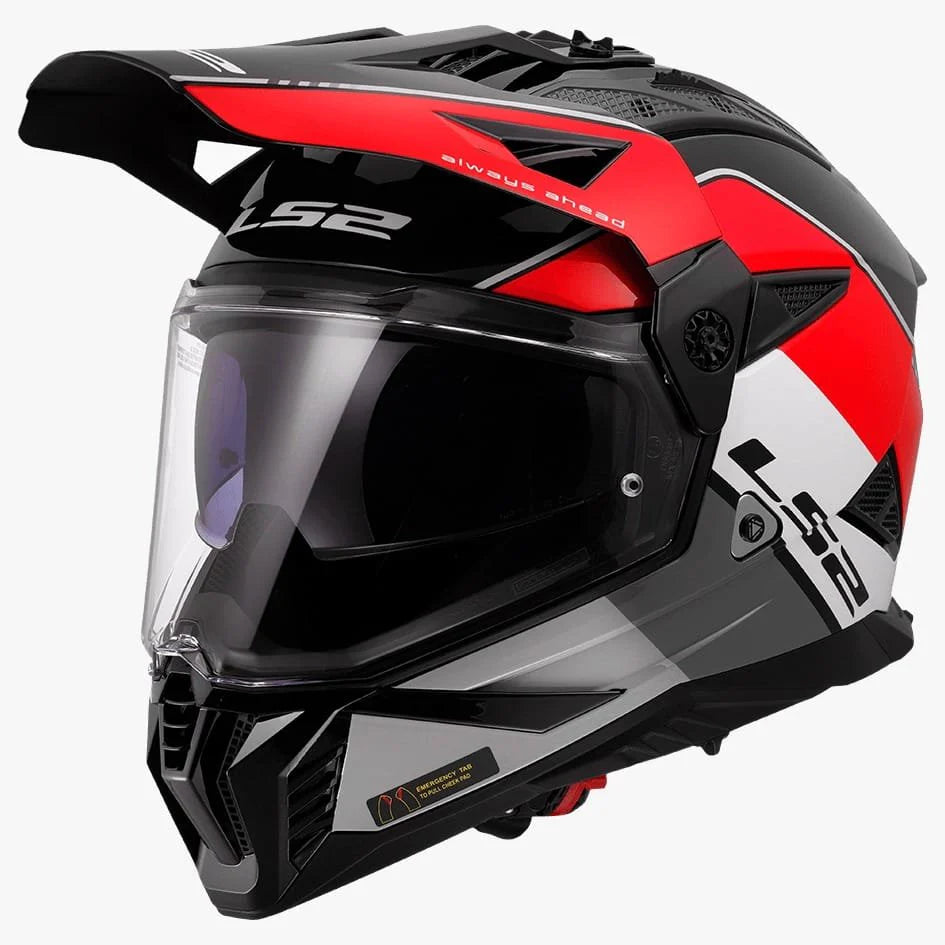 LS2 Full Face Adventure Helmet MX436 Pioneer II Rally Gloss Red White