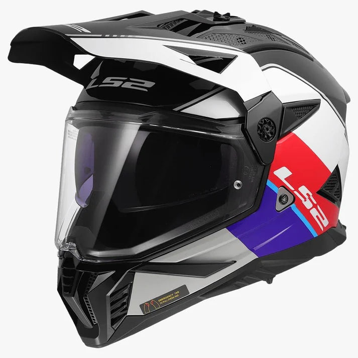 LS2 Full Face Adventure Helmet MX436 Pioneer II Rally Gloss Red White Blue