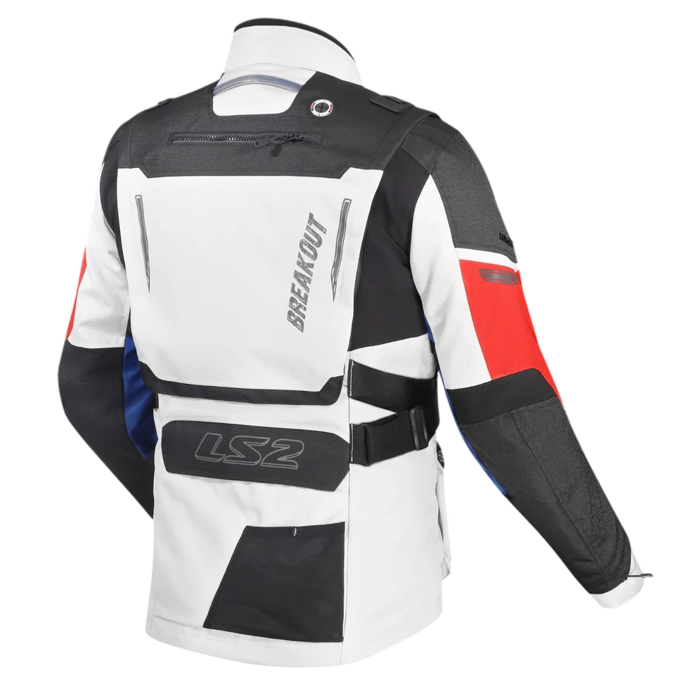 LS2 Breakout Riding Jacket | CE Class AA Certified - Grey Blue Red