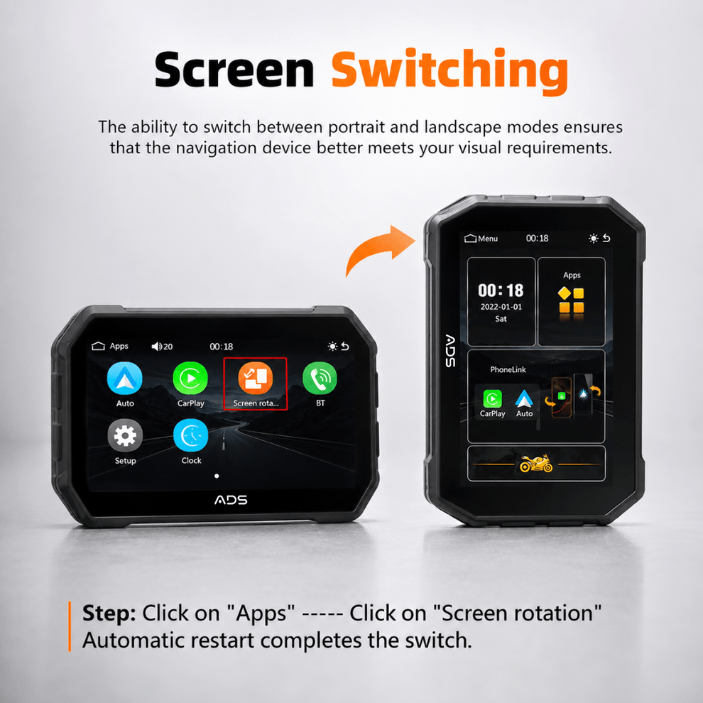 ADS Rover Mini 5-Inch Wireless Carplay & Android Auto Smart Display for Motorcycle